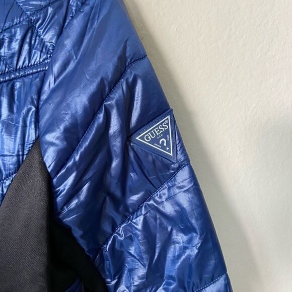 Guess Puffer Navy Black Puffer Jacket Quilted Size M - Picture 4 of 8